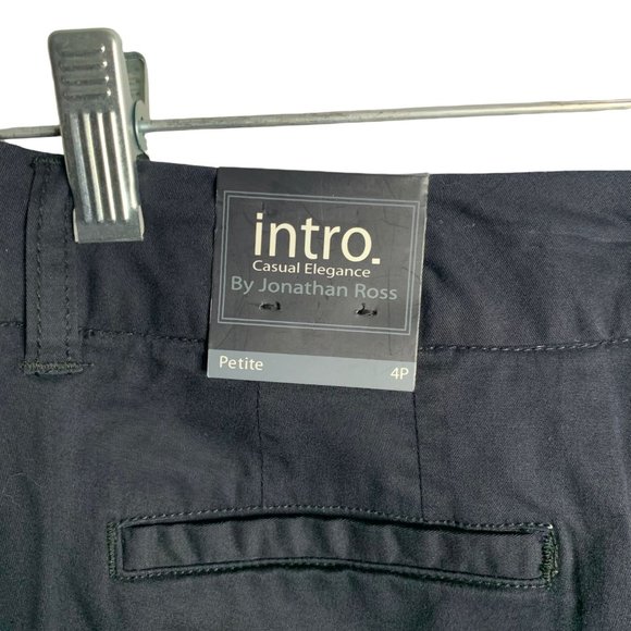 Intro Casual Mid Rise Capri Pants 4P Black Pockets Belt Loops Button Zip NEW - Picture 5 of 6